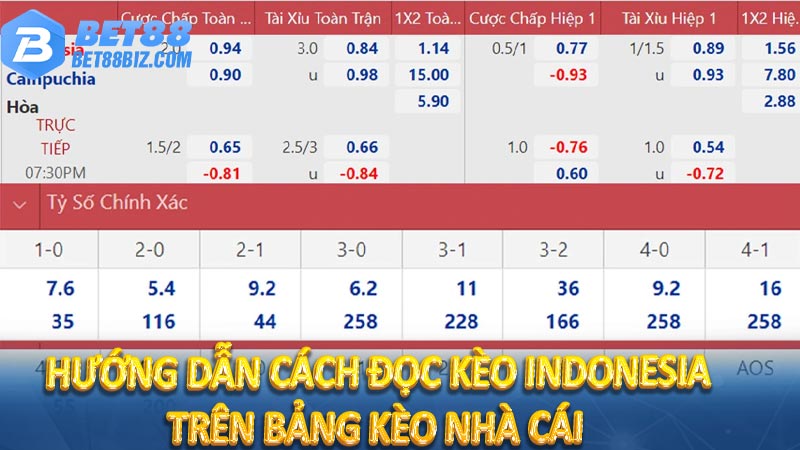 Tỷ lệ cược Indonesia hôm nay - Cập nhật mới nhất 6 Hướng dẫn cách đọc kèo Indonesia trên bảng kèo nhà cái
